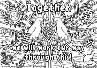 'Believe' Colouring Single PDF Page COLOURING PAGE' by Mirree Contemporary Dreamtime Series